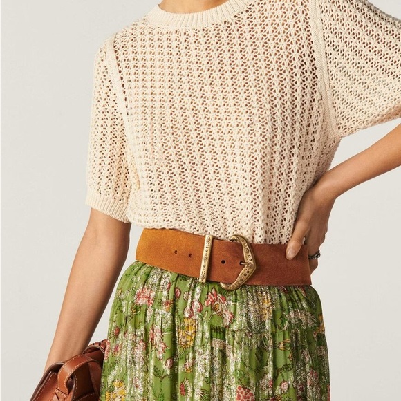 Ba&sh Ecru Jack Sweater Short Sleeve Open Knit Size XS / Small (Ba&sh size 0) - Picture 1 of 3